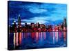 Chicago Skyline at Night-Martina Bleichner-Stretched Canvas