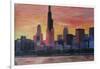 Chicago Skyline at Sunset-Martina Bleichner-Framed Art Print