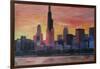 Chicago Skyline at Sunset-Martina Bleichner-Framed Art Print