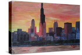 Chicago Skyline at Sunset-Martina Bleichner-Stretched Canvas