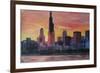 Chicago Skyline at Sunset-Martina Bleichner-Framed Art Print