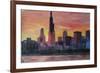 Chicago Skyline at Sunset-Martina Bleichner-Framed Art Print