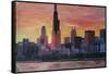 Chicago Skyline at Sunset-Martina Bleichner-Framed Stretched Canvas