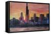 Chicago Skyline at Sunset-Martina Bleichner-Framed Stretched Canvas