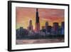 Chicago Skyline at Sunset-Martina Bleichner-Framed Art Print