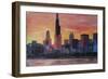 Chicago Skyline at Sunset-Martina Bleichner-Framed Premium Giclee Print