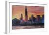 Chicago Skyline at Sunset-Martina Bleichner-Framed Premium Giclee Print