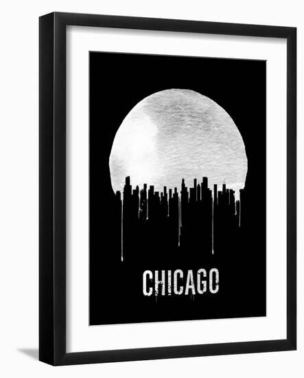 Chicago Skyline Black-null-Framed Art Print