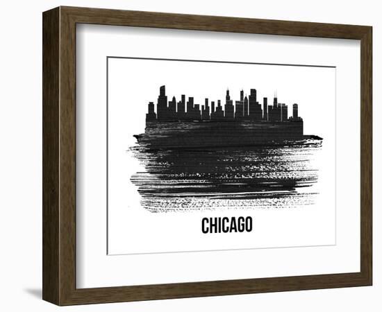 Chicago Skyline Brush Stroke - Black II-NaxArt-Framed Art Print