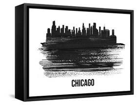 Chicago Skyline Brush Stroke - Black II-NaxArt-Framed Stretched Canvas