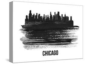 Chicago Skyline Brush Stroke - Black II-NaxArt-Stretched Canvas