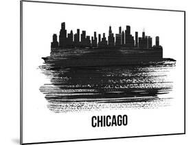 Chicago Skyline Brush Stroke - Black II-NaxArt-Mounted Art Print