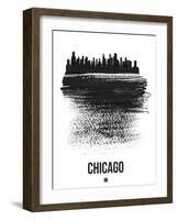Chicago Skyline Brush Stroke - Black-NaxArt-Framed Art Print