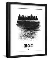 Chicago Skyline Brush Stroke - Black-NaxArt-Framed Art Print