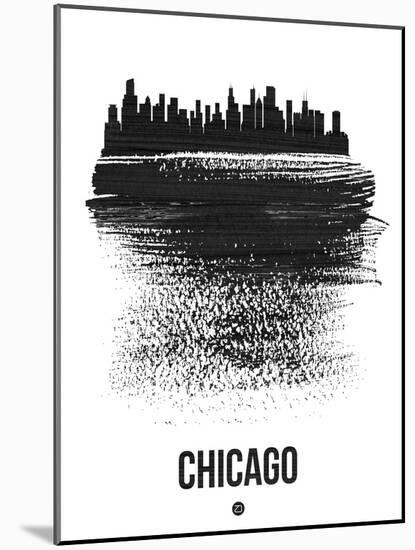 Chicago Skyline Brush Stroke - Black-NaxArt-Mounted Art Print