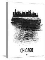 Chicago Skyline Brush Stroke - Black-NaxArt-Stretched Canvas