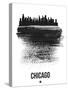 Chicago Skyline Brush Stroke - Black-NaxArt-Stretched Canvas