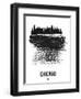 Chicago Skyline Brush Stroke - Black-NaxArt-Framed Art Print