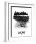 Chicago Skyline Brush Stroke - Black-NaxArt-Framed Art Print