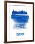 Chicago Skyline Brush Stroke - Blue-NaxArt-Framed Art Print