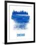 Chicago Skyline Brush Stroke - Blue-NaxArt-Framed Art Print