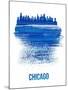 Chicago Skyline Brush Stroke - Blue-NaxArt-Mounted Art Print