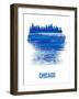 Chicago Skyline Brush Stroke - Blue-NaxArt-Framed Art Print