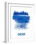 Chicago Skyline Brush Stroke - Blue-NaxArt-Framed Art Print