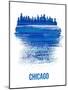 Chicago Skyline Brush Stroke - Blue-NaxArt-Mounted Art Print