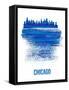 Chicago Skyline Brush Stroke - Blue-NaxArt-Framed Stretched Canvas