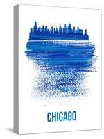 Chicago Skyline Brush Stroke - Blue-NaxArt-Stretched Canvas