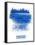 Chicago Skyline Brush Stroke - Blue-NaxArt-Framed Stretched Canvas