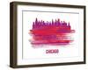 Chicago Skyline Brush Stroke - Red-NaxArt-Framed Art Print