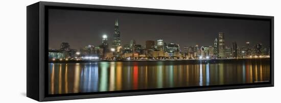 Chicago Skyline Colorful Reflection-Patrick Warneka-Framed Stretched Canvas