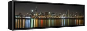 Chicago Skyline Colorful Reflection-Patrick Warneka-Framed Stretched Canvas