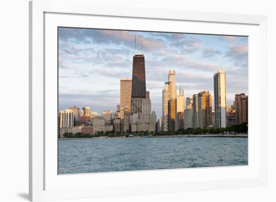 Chicago Skyline from North Avenue Beach at Dusk-Alan Klehr-Framed Photographic Print