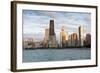 Chicago Skyline from North Avenue Beach at Dusk-Alan Klehr-Framed Photographic Print