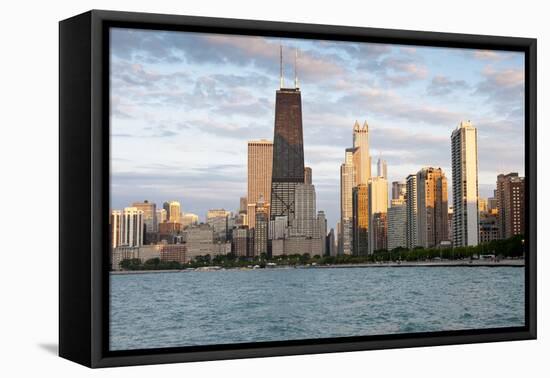 Chicago Skyline from North Avenue Beach at Dusk-Alan Klehr-Framed Stretched Canvas