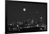 Chicago Skyline & Full Moon In Black & White-Steve Gadomski-Framed Photographic Print