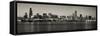 Chicago Skyline In Black And White-Patrick Warneka-Framed Stretched Canvas