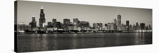 Chicago Skyline In Black And White-Patrick Warneka-Stretched Canvas
