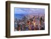 Chicago Skyline Panorama Aerial View with Skyscrapers over Lake Michigan with Cloudy  Sky at Dusk.-Songquan Deng-Framed Photographic Print