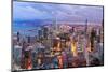 Chicago Skyline Panorama Aerial View with Skyscrapers over Lake Michigan with Cloudy  Sky at Dusk.-Songquan Deng-Mounted Photographic Print