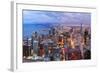 Chicago Skyline Panorama Aerial View with Skyscrapers over Lake Michigan with Cloudy  Sky at Dusk.-Songquan Deng-Framed Photographic Print