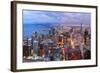 Chicago Skyline Panorama Aerial View with Skyscrapers over Lake Michigan with Cloudy  Sky at Dusk.-Songquan Deng-Framed Photographic Print