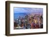 Chicago Skyline Panorama Aerial View with Skyscrapers over Lake Michigan with Cloudy  Sky at Dusk.-Songquan Deng-Framed Photographic Print