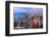 Chicago Skyline Panorama Aerial View with Skyscrapers over Lake Michigan with Cloudy  Sky at Dusk.-Songquan Deng-Framed Photographic Print