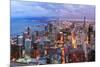 Chicago Skyline Panorama Aerial View with Skyscrapers over Lake Michigan with Cloudy  Sky at Dusk.-Songquan Deng-Mounted Photographic Print