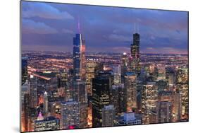 Chicago Skyline Panorama Aerial View with Skyscrapers with Cloudy  Sky at Dusk.-Songquan Deng-Mounted Photographic Print