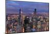 Chicago Skyline Panorama Aerial View with Skyscrapers with Cloudy  Sky at Dusk.-Songquan Deng-Mounted Photographic Print